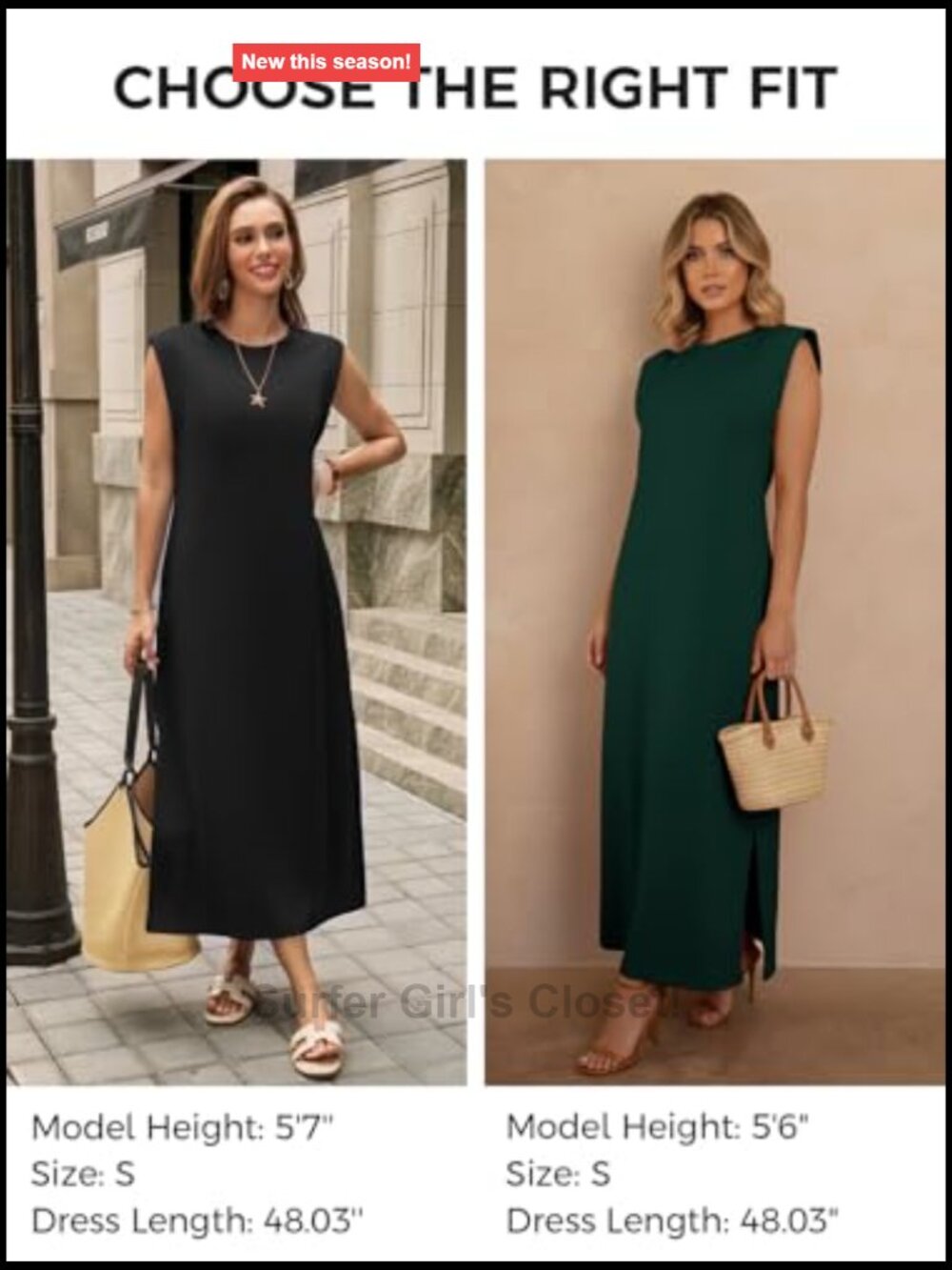 Crewneck Sleeveless Maxi Dress with Pockets Side Slit Summer - Picture 6 of 7